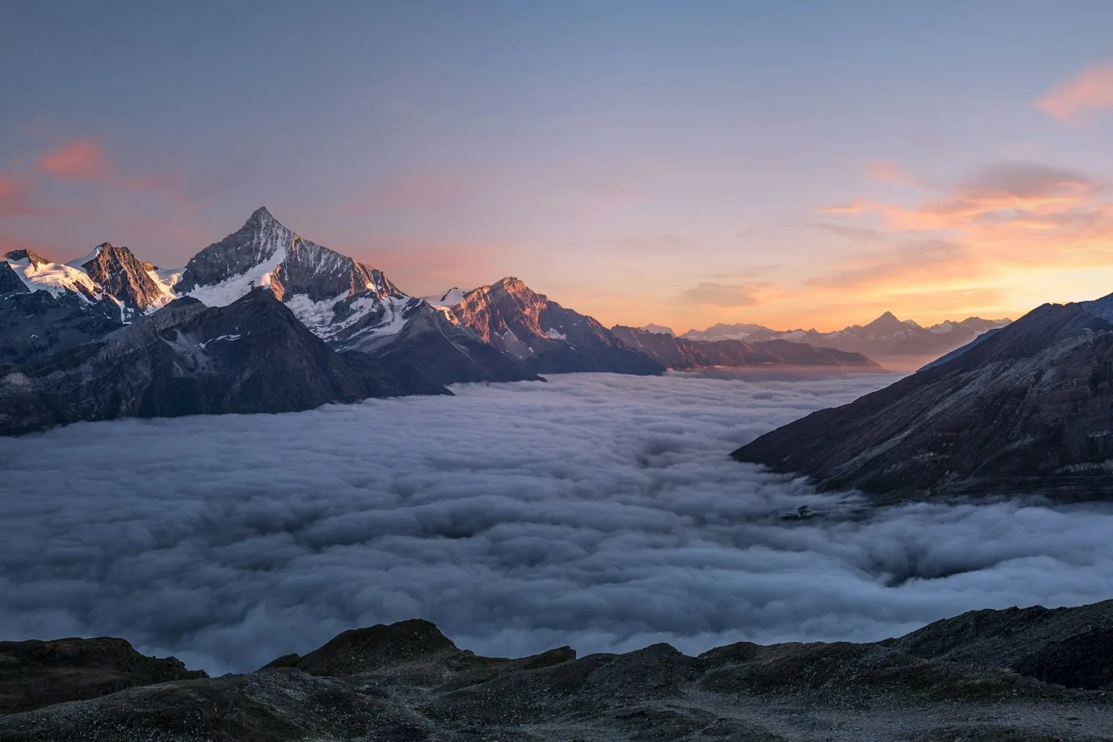 Mountain peak at sunrise